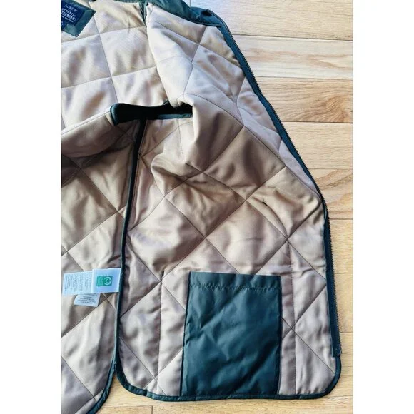 J Crew Mens Walker Vest XL Green Tan Quilted Full Zip Pockets B1930 - Picture 7 of 13